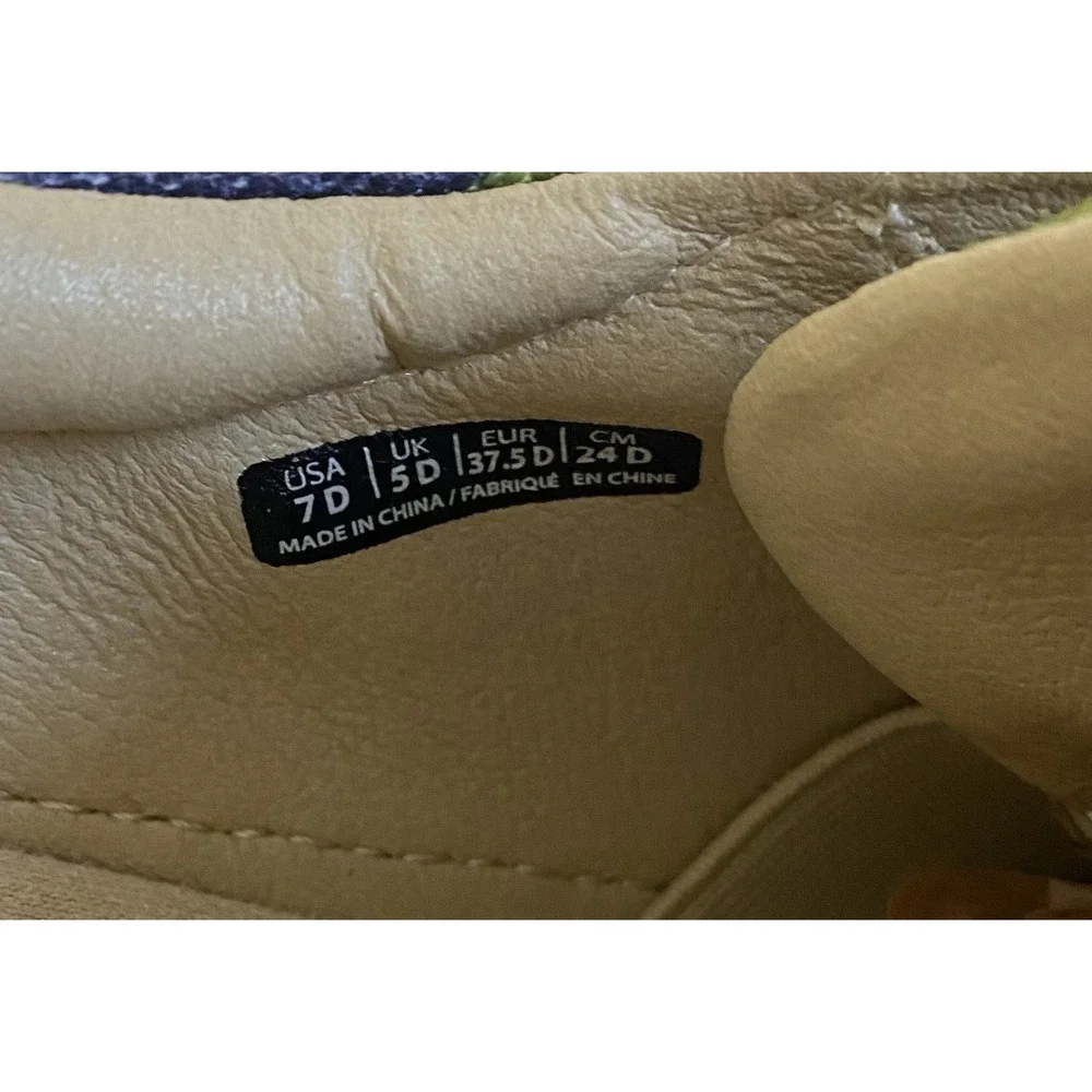 Spenco Jute Trim Malibu Bokeh Slip On‎ Sneaker Womens 7 D Wide Navy Green Pink